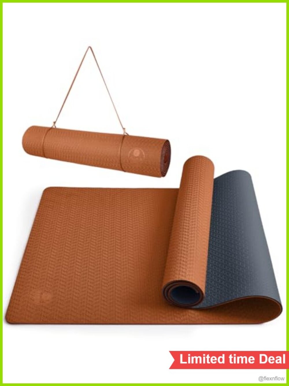 Thick Non Slip Yoga Mat TPE Pilates Exercise Mat 72x24 6mm with Strap